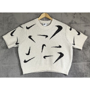 Nike Phoenix Cozy Boucle XL Logo Print Slim Fit Crop Top Swoosh Loungewear